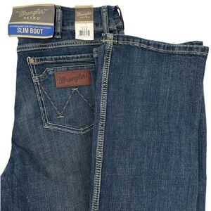 Wrangler Retro Mens 32x38 Slim Boot Jeans Dark Wash  Denim New W/Tags